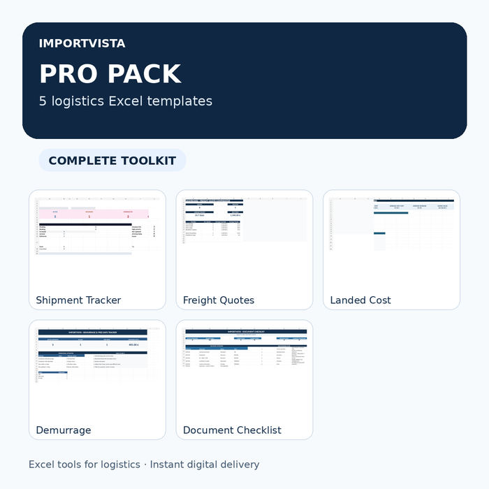 ImportVista PRO Pack – 5 Logistics Excel Templates