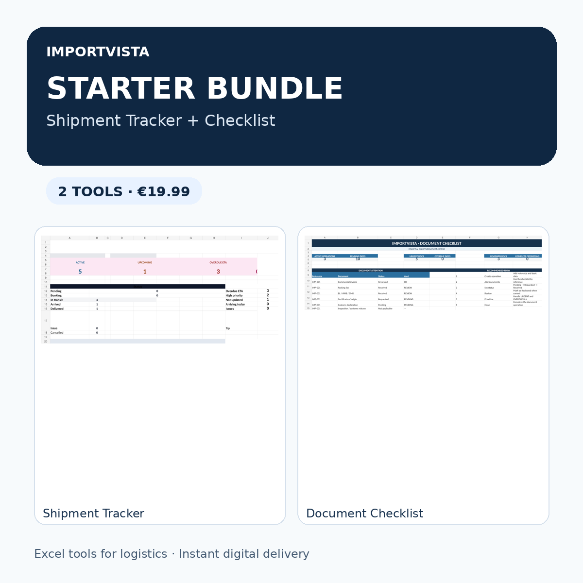 ImportVista Starter Bundle – Shipment Tracker + Checklist